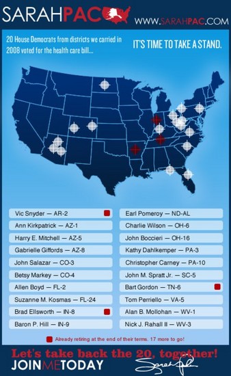SEE MAP OF Sarah Palin's list