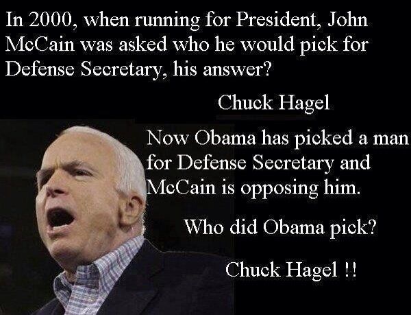 John McCain wanted Chuck Hagel to be his defense secretary