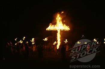 Ku Klux Klan Cross Burning Ceremony Near Saluda, South Carolina USA