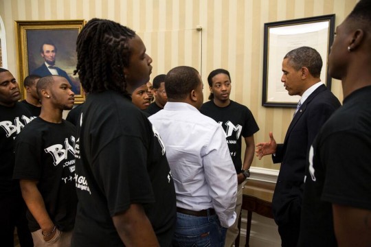  Photo of Pres Obama with students from Becoming A Man (BAM) program in the Oval, following today's Father's Day lunch 
