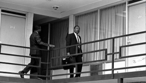 Dr. King on balcony of Lorraine hotel